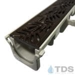 NDS Dura Slope oiled bronze decorative leaf grate with plastic channel | TDS- Trench Drain Systems