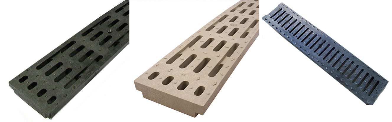 Polycast Plastic Grates - Black, Tan, and Blue | TDS- Trench Drain Systems