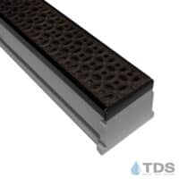 TDS MAX Mini Grey channel Oil Rubbed Bronze edge with Luna Ductile Iron Grate in Baked On Oil Finish