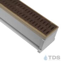 TDS MAX Mini Grey channel Bronze edge with Slotted Ductile Iron Grate in Baked on Oil Finish