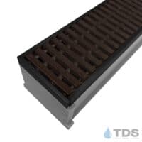 TDS MAX Mini Grey channel Oil Rubbed Bronze edge with Pedreda Ductile Iron Grate in Baked on Oil Finish
