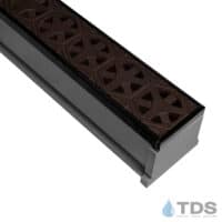 TDS MAX Mini Grey channel Oil Rubbed Bronze edge with Tardis Ductile Iron Grate in Raw