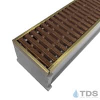 TDS MAX Mini Grey channel Bronze edge with Pedreda Ductile Iron Grate in Baked On Oil Finish