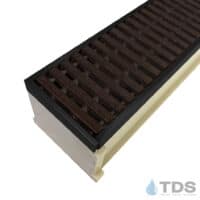 TDS MAX Mini Sand channel Oil Rubbed Bronze edge with Pedreda Ductile Iron Grate in Baked on Oil Finish