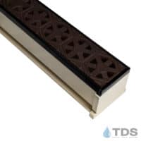 TDS MAX Mini Sand channel Oil Rubbed Bronze edge with Tardis Ductile Iron Grate in Baked on Oil Finish