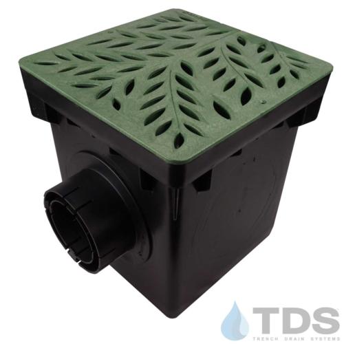 NDS-2outlet-catch-basin-4in-outlets-grn-botanical-grate-TDSdrains