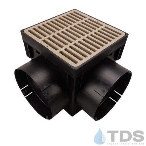 NDS-4outlet-catch-basin-6in-outlets-tan-slotted-grate-TDSdrains